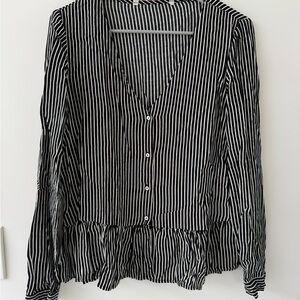 Zara Black and White Striped Blouse